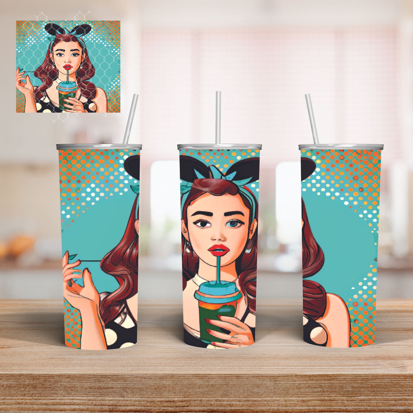 Pretty Girl Pop Art Flaco vaso 20oz