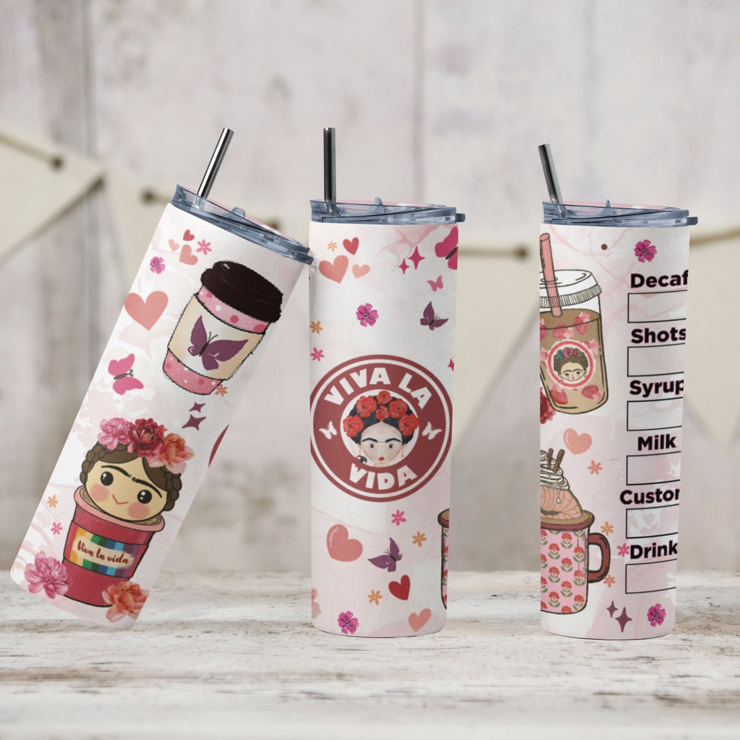 Viva la Vida Frida Kahlo Skinny Tumbler 20oz