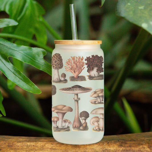 Vintage Mushroom Latte Frosted Can Glass