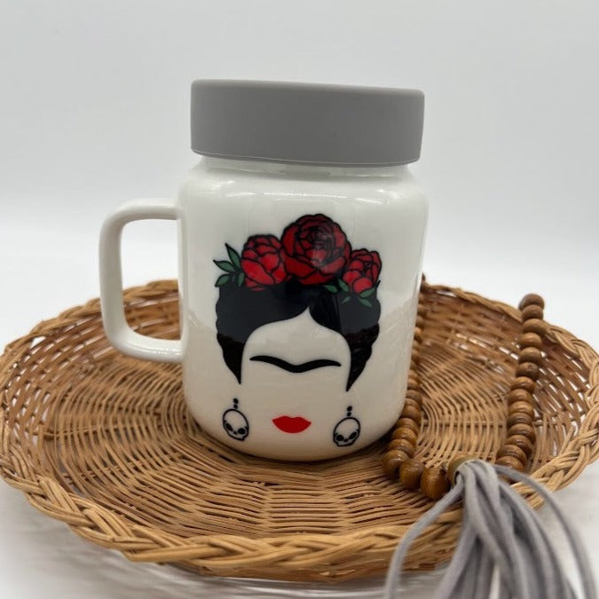 Frida Kahlo Ceramic Mason Jar