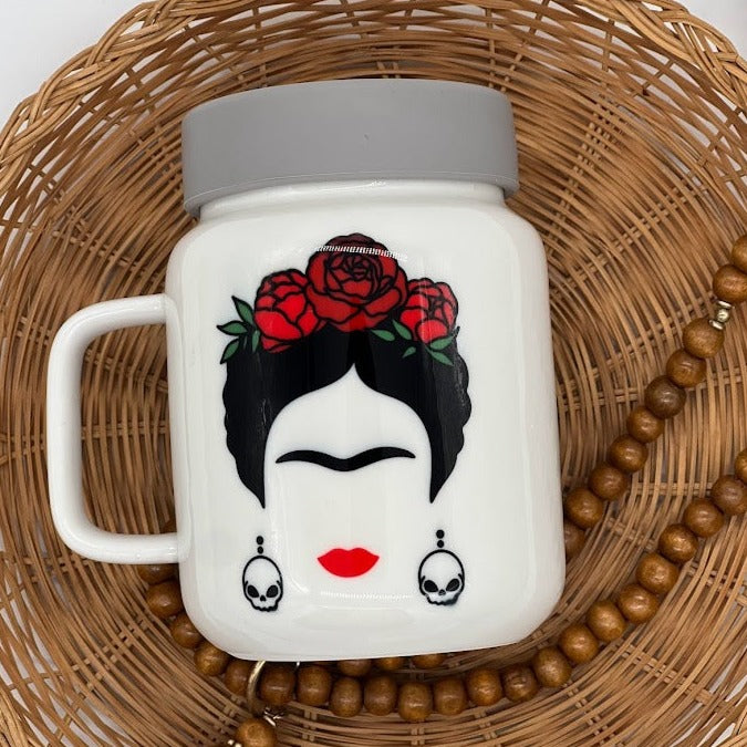 Frida Kahlo Ceramic Mason Jar
