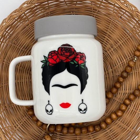 Frida Kahlo Ceramic Mason Jar