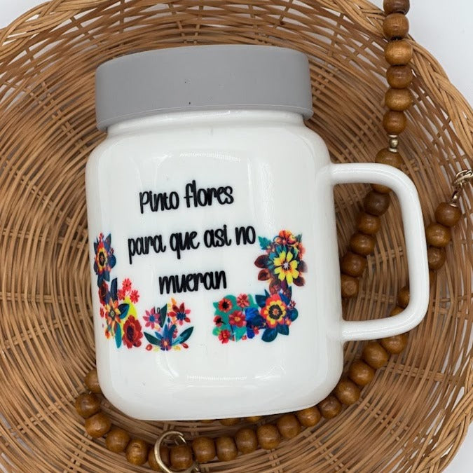 Frida Kahlo Ceramic Mason Jar