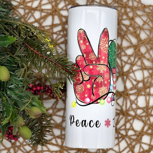 Peace Love Christmas Skinny Tumbler