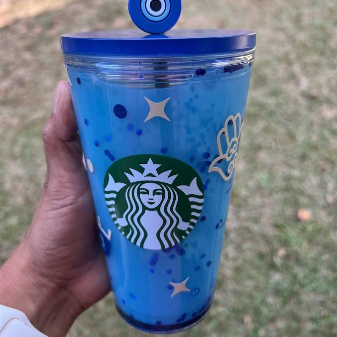 Blue Evil Eye Snowglobe Tumbler