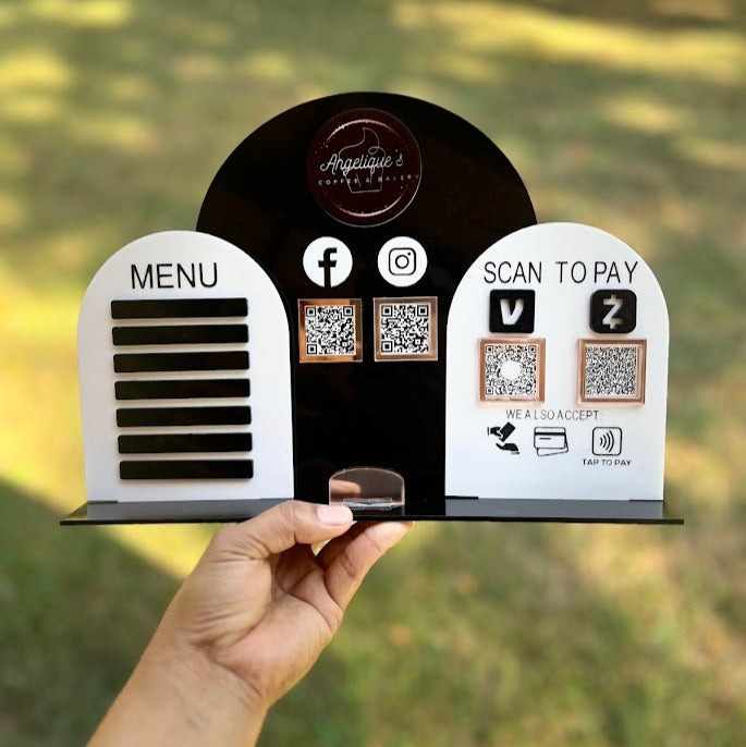 Scan to pay/ Social media/Menu sign