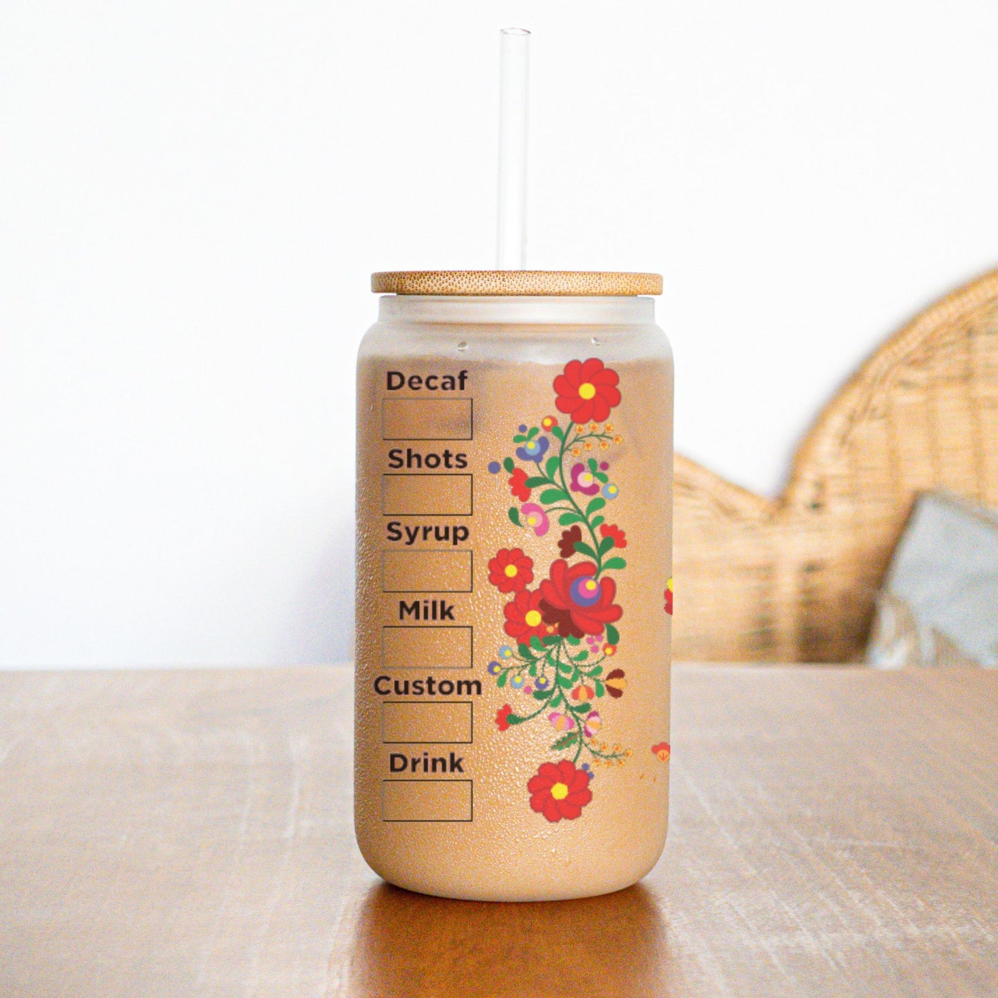 Frida Kahlo Frosted Can Glass