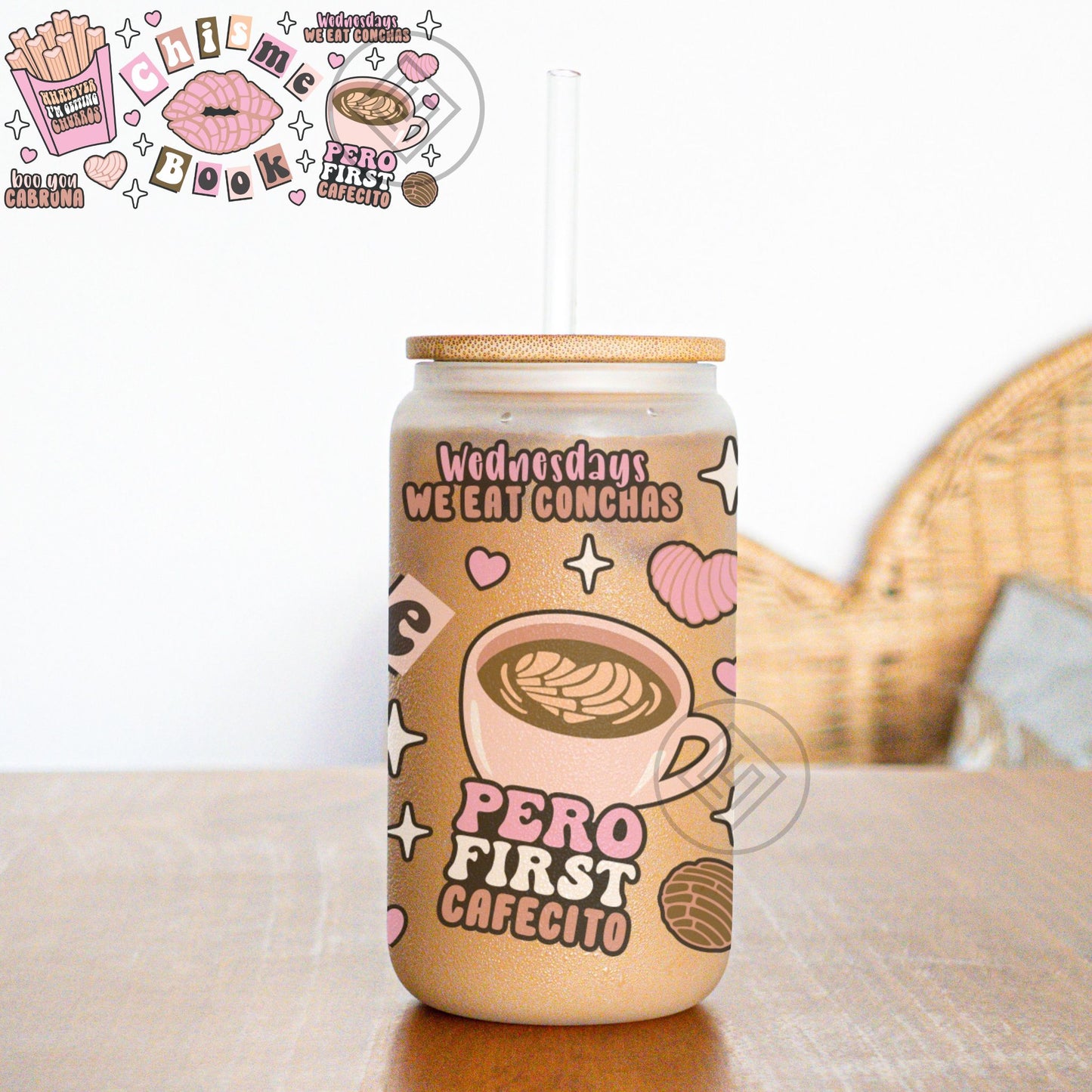 Chisme Book Frosted Can Glass