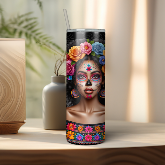 Catrina Afro Latina Skinny tumbler 20oz