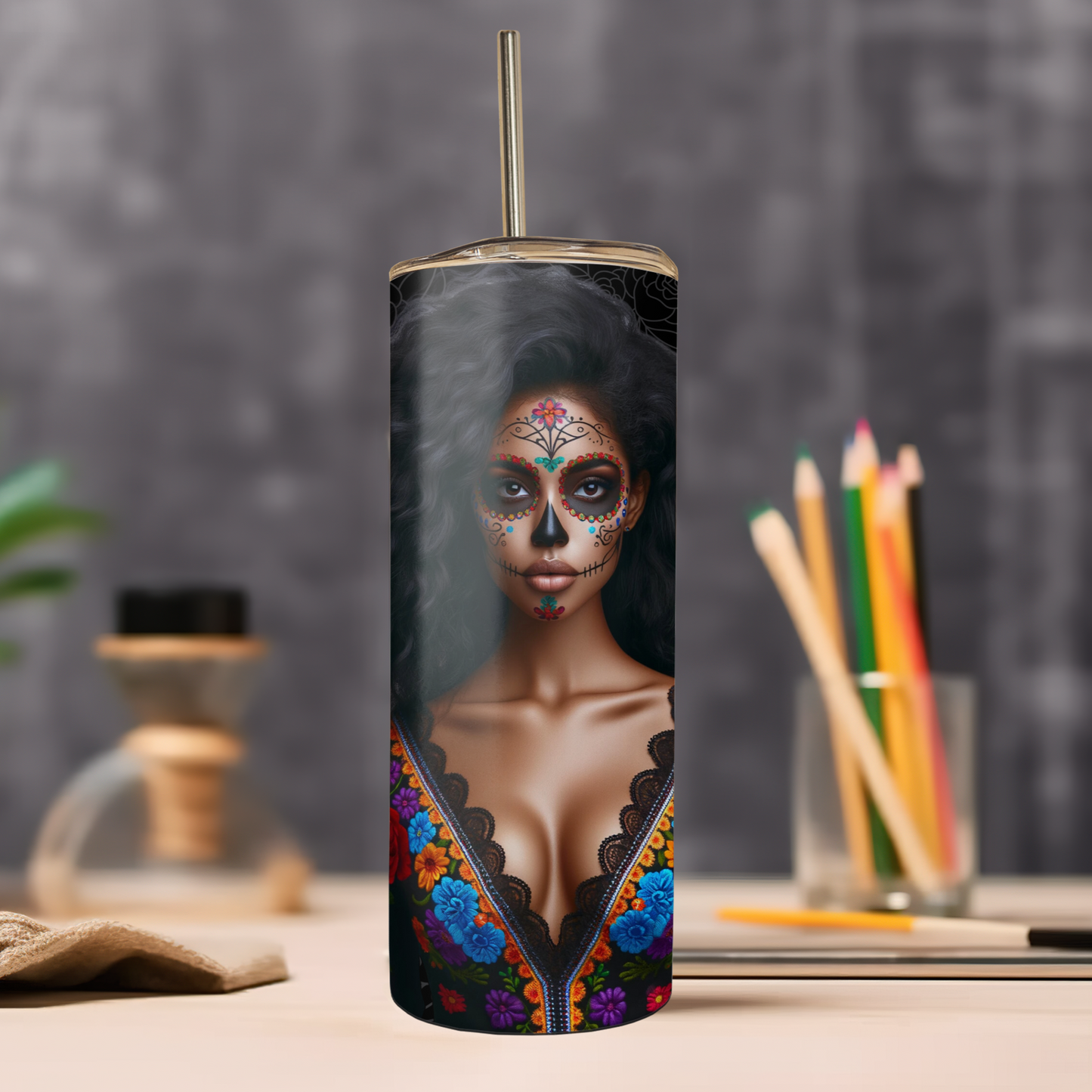 Catrina Afro Latina Skinny tumbler 20oz