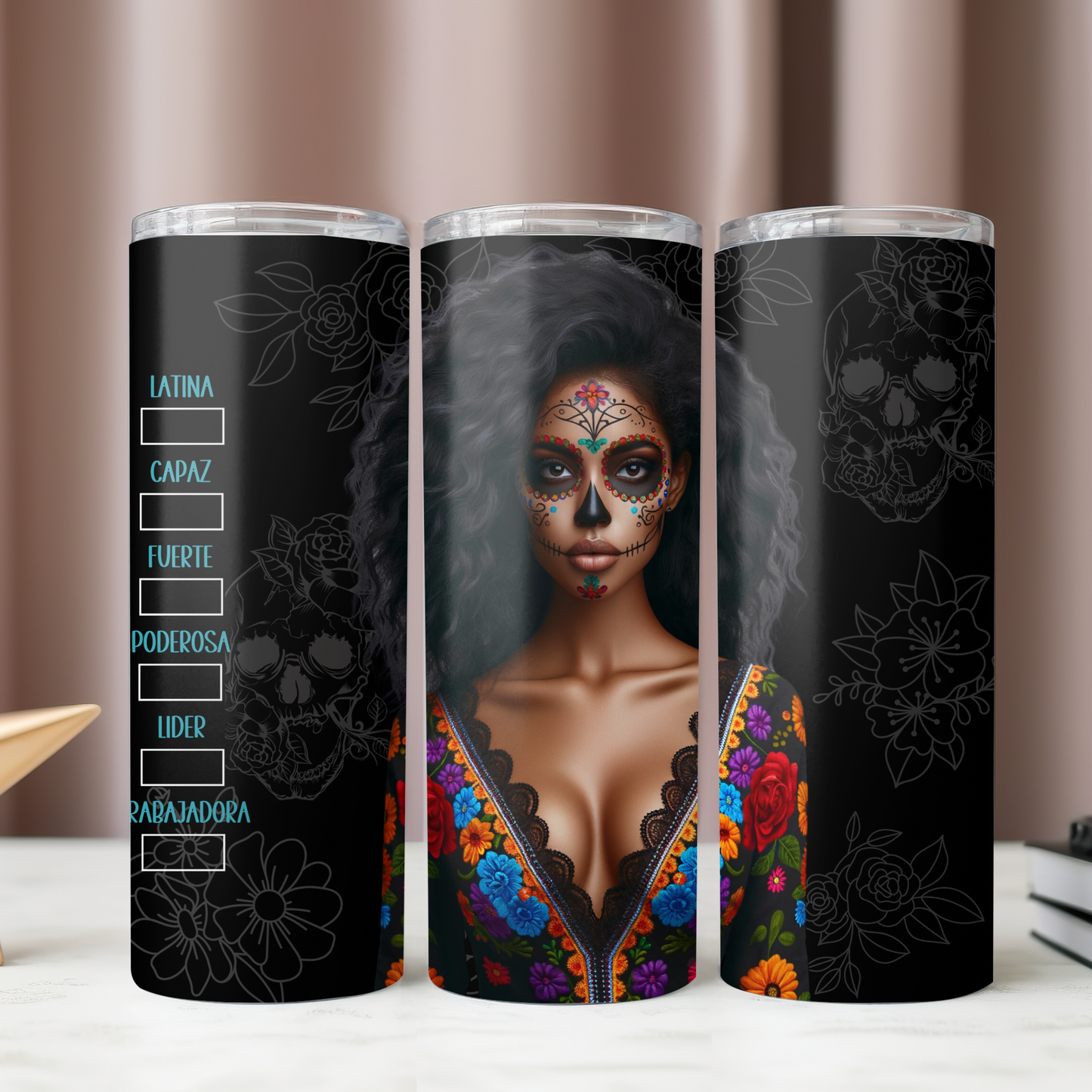 Catrina Afro Latina Skinny tumbler 20oz