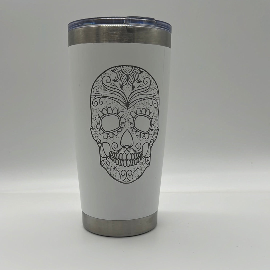 Day of the dead sugar skull White 20oz Tumbler