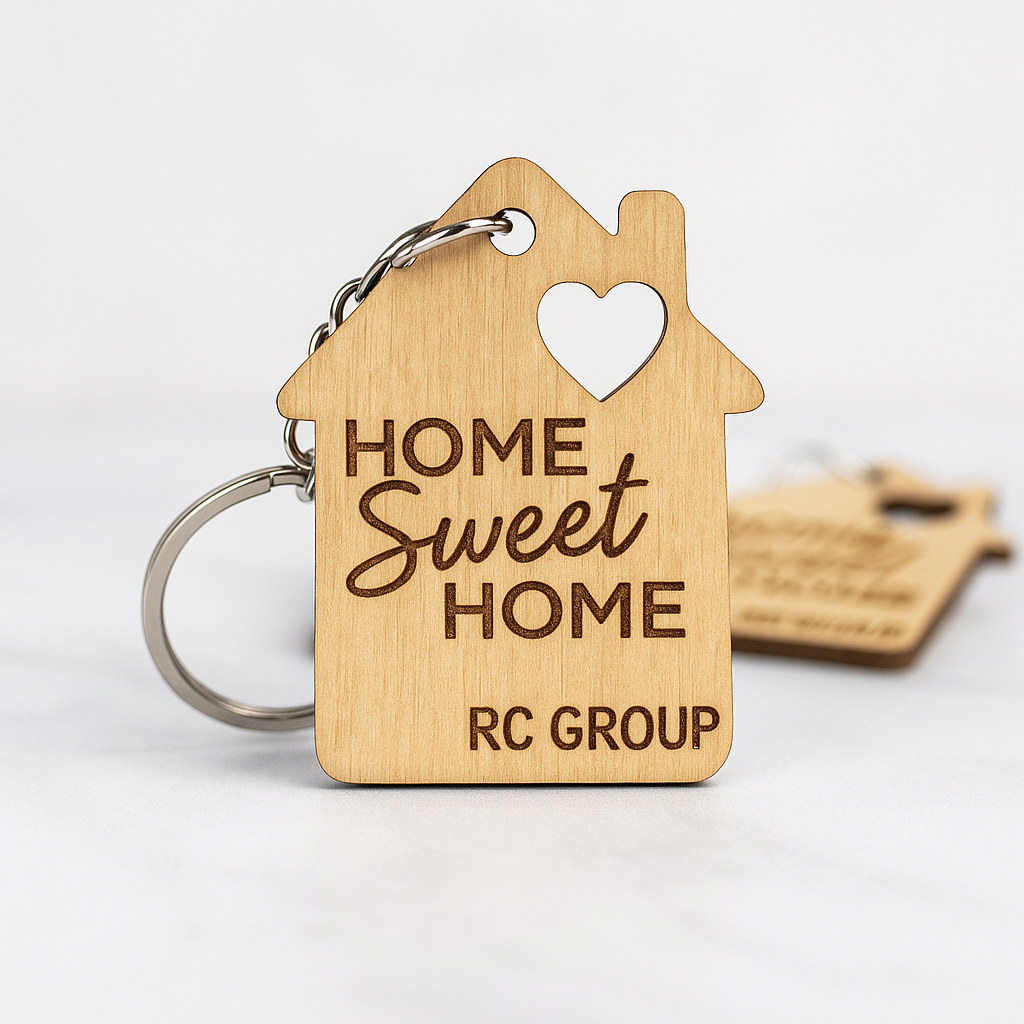 Wood House Keychain