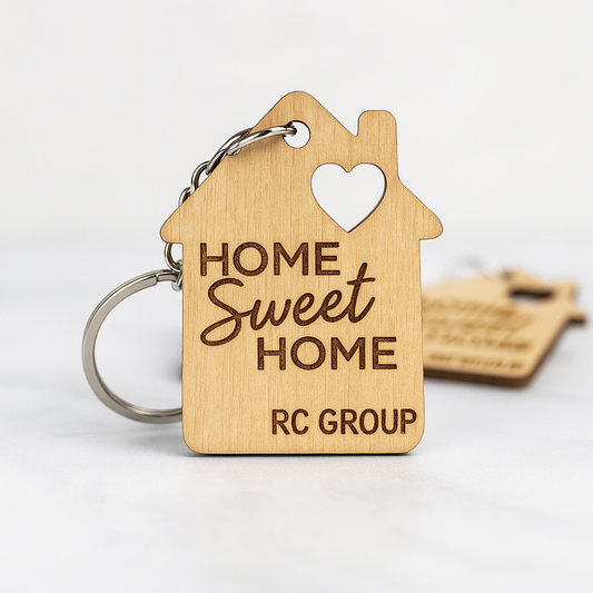 Wood House Keychain