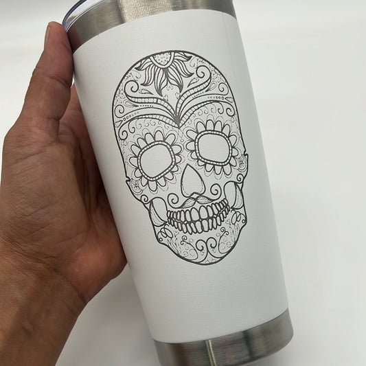 Day of the dead sugar skull White 20oz Tumbler