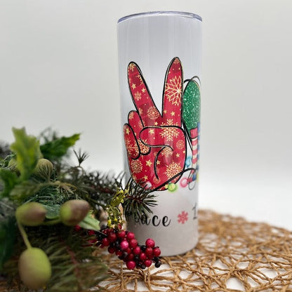 Peace Love Christmas Skinny Tumbler