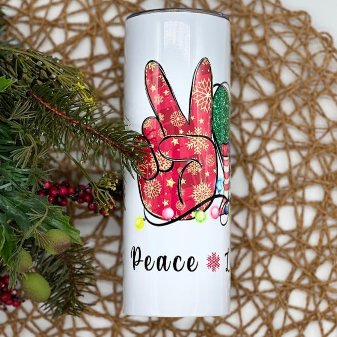 Peace Love Christmas Skinny Tumbler