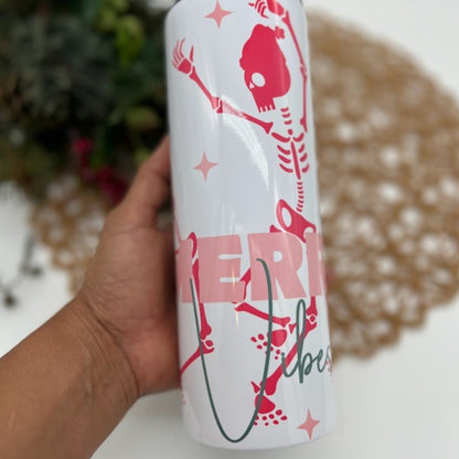 Pink Merry Vibes Skinny Tumbler