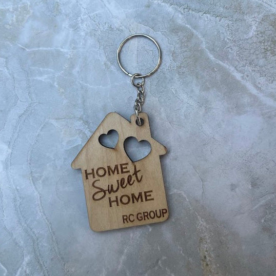Wood House Keychain
