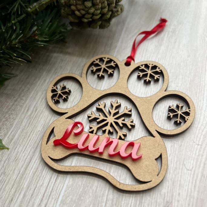 Personalized Dog Paw Ornament