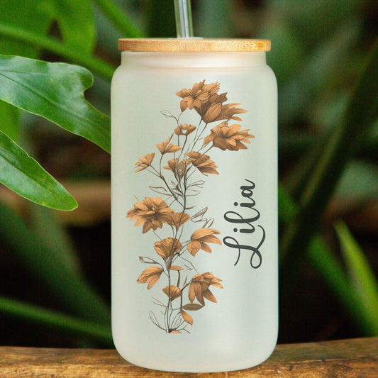 Vaso esmerilado Flores boho