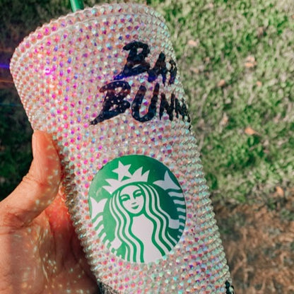 Vaso de Bad Bunny diamantes de imitación