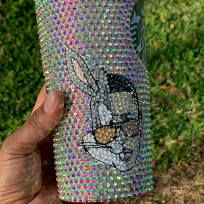 Vaso de Bad Bunny diamantes de imitación