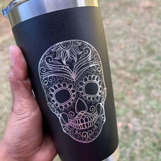 Vaso de 20 oz de Calavera de azúcar del día de los muertos